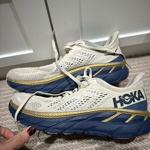 Hoka One Cream and Navy  Sneakers 8.5